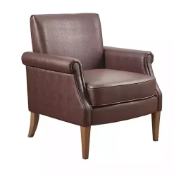 Discount Kirklands Home Faux Leather Classic Accent Chair Brown