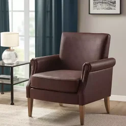 Discount Kirklands Home Faux Leather Classic Accent Chair Brown