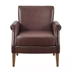 Discount Kirklands Home Faux Leather Classic Accent Chair Brown