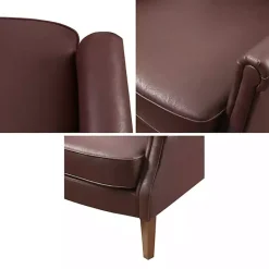 Discount Kirklands Home Faux Leather Classic Accent Chair Brown