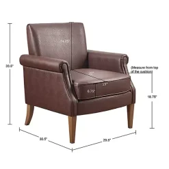 Discount Kirklands Home Faux Leather Classic Accent Chair Brown