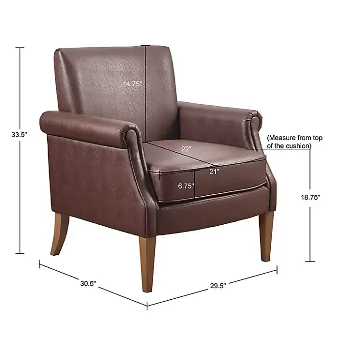 Discount Kirklands Home Faux Leather Classic Accent Chair Brown