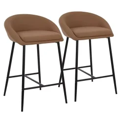 Discount Kirklands Home Faux Leather Low Counter Stools, Set of 2 Brown