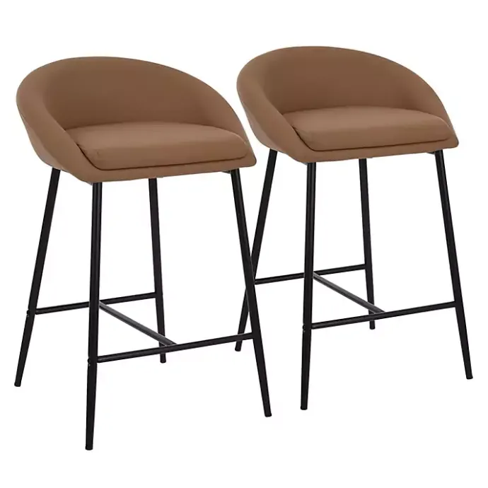 Discount Kirklands Home Faux Leather Low Counter Stools, Set of 2 Brown