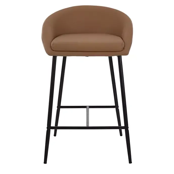 Discount Kirklands Home Faux Leather Low Counter Stools, Set of 2 Brown