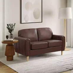 Hot Kirklands Home Faux Leather Lyon Loveseat Brown