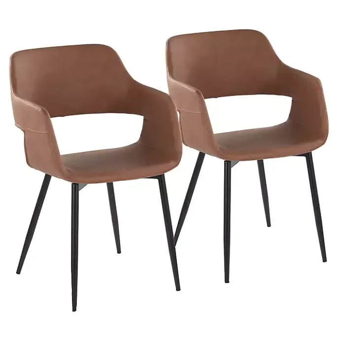 Online Kirklands Home Faux Leather Marge Dining Chairs, Set of 2 Brown