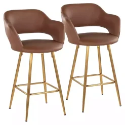 Sale Kirklands Home Faux Leather Marge Counter Stools, Set of 2 Brown