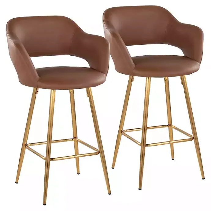 Sale Kirklands Home Faux Leather Marge Counter Stools, Set of 2 Brown
