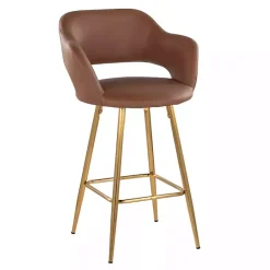 Sale Kirklands Home Faux Leather Marge Counter Stools, Set of 2 Brown