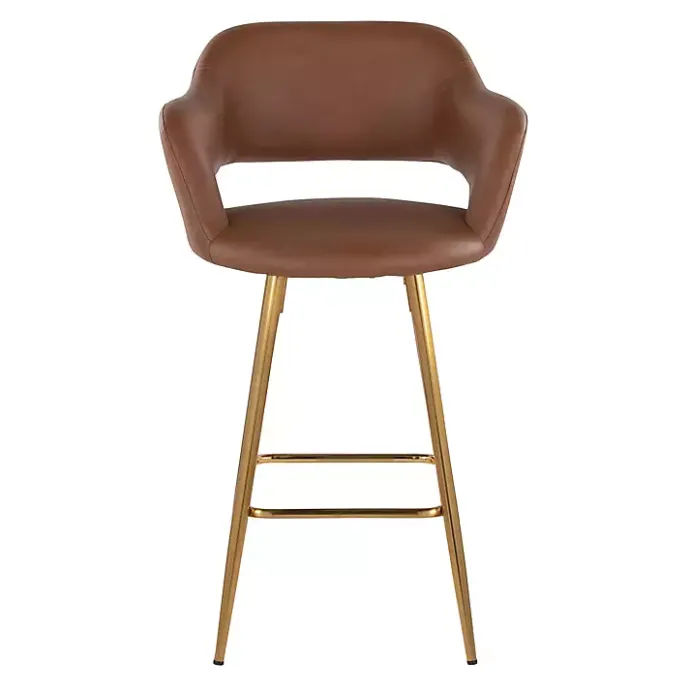 Sale Kirklands Home Faux Leather Marge Counter Stools, Set of 2 Brown