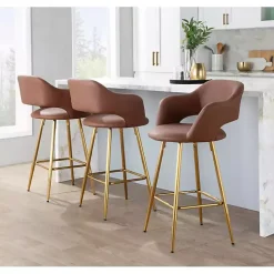 Sale Kirklands Home Faux Leather Marge Counter Stools, Set of 2 Brown