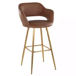 Discount Kirklands Home Faux Leather Marge Bar Stools, Set of 2 Brown
