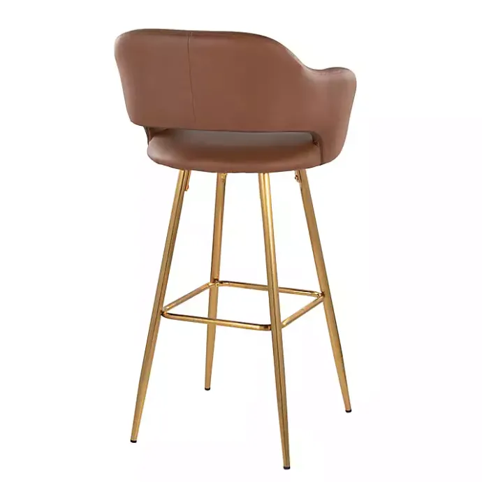 Discount Kirklands Home Faux Leather Marge Bar Stools, Set of 2 Brown