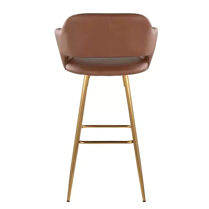 Discount Kirklands Home Faux Leather Marge Bar Stools, Set of 2 Brown