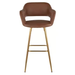 Discount Kirklands Home Faux Leather Marge Bar Stools, Set of 2 Brown