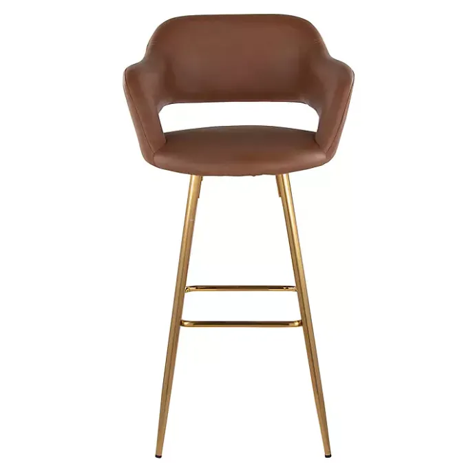 Discount Kirklands Home Faux Leather Marge Bar Stools, Set of 2 Brown