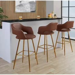 Discount Kirklands Home Faux Leather Marge Bar Stools, Set of 2 Brown