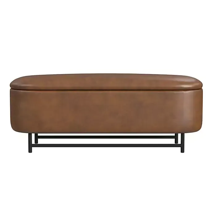 Clearance Kirklands Home Faux Leather Metal Storage Bench Brown