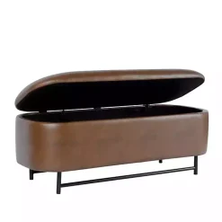 Clearance Kirklands Home Faux Leather Metal Storage Bench Brown