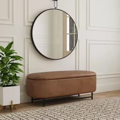 Clearance Kirklands Home Faux Leather Metal Storage Bench Brown