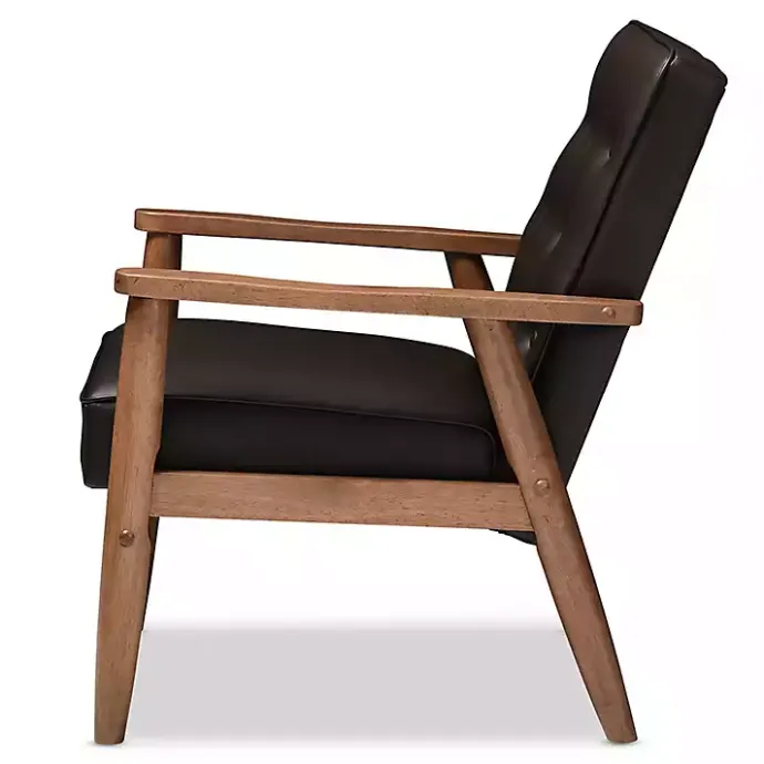 New Kirklands Home Faux Leather Mid-Century Modern Accent Chair Brown