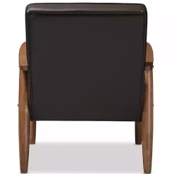 New Kirklands Home Faux Leather Mid-Century Modern Accent Chair Brown