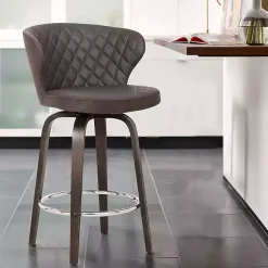 Clearance Kirklands Home Faux Leather Mynette Swivel Stool, 36 in. Brown