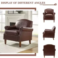 Online Kirklands Home Faux Leather Nailhead Taylor Armchair Brown