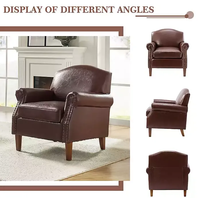 Online Kirklands Home Faux Leather Nailhead Taylor Armchair Brown