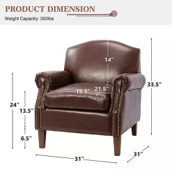 Online Kirklands Home Faux Leather Nailhead Taylor Armchair Brown