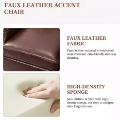 Online Kirklands Home Faux Leather Nailhead Taylor Armchair Brown