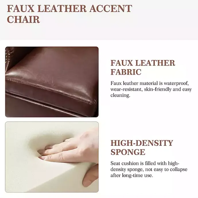 Online Kirklands Home Faux Leather Nailhead Taylor Armchair Brown