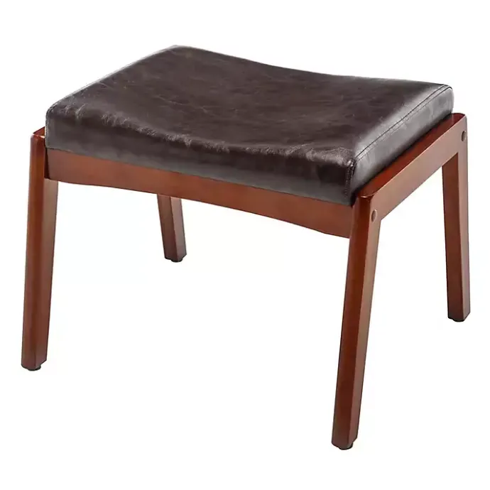 Discount Kirklands Home Faux Leather Natasha Ottoman Stool Brown