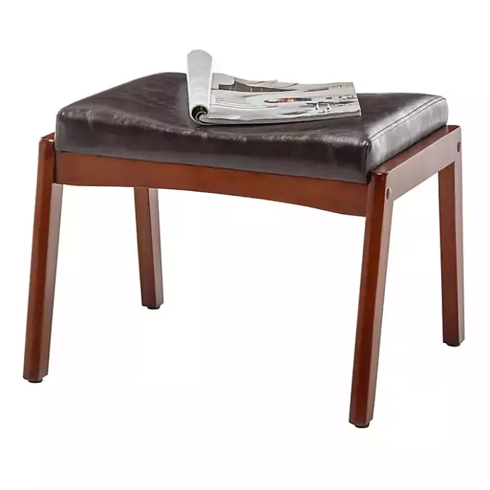 Discount Kirklands Home Faux Leather Natasha Ottoman Stool Brown
