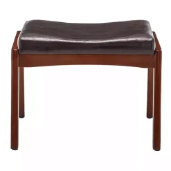 Discount Kirklands Home Faux Leather Natasha Ottoman Stool Brown