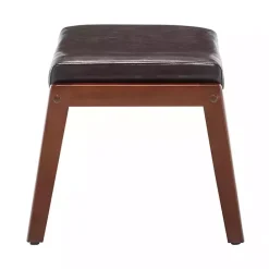 Discount Kirklands Home Faux Leather Natasha Ottoman Stool Brown