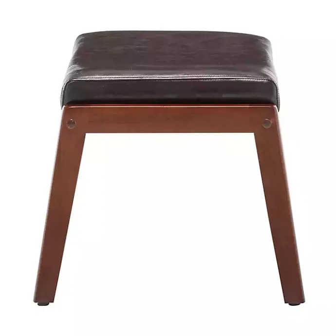 Discount Kirklands Home Faux Leather Natasha Ottoman Stool Brown
