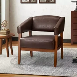 Discount Kirklands Home Faux Leather Nicki Accent Chair Brown