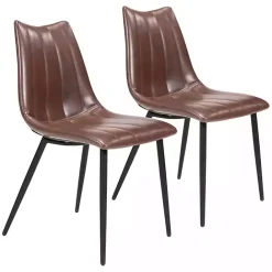 New Kirklands Home Faux Leather Noreen Dining Chairs, Set of 2 Brown
