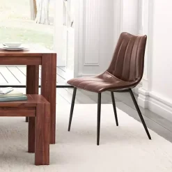 New Kirklands Home Faux Leather Noreen Dining Chairs, Set of 2 Brown