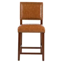 Sale Kirklands Home Brown Faux Leather Square Classic Counter Stool Tan