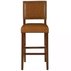 Sale Kirklands Home Brown Faux Leather Square Classic Bar Stool Tan