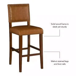 Sale Kirklands Home Brown Faux Leather Square Classic Bar Stool Tan
