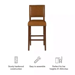 Sale Kirklands Home Brown Faux Leather Square Classic Bar Stool Tan