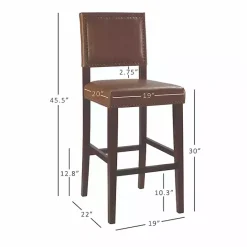 Sale Kirklands Home Brown Faux Leather Square Classic Bar Stool Tan