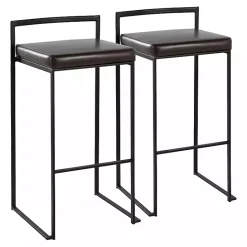 Best Kirklands Home Faux Leather Stackable Bar Stools, Set of 2 Brown