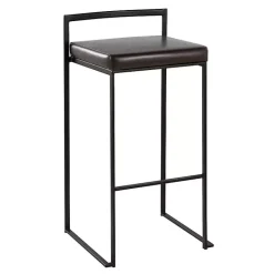 Best Kirklands Home Faux Leather Stackable Bar Stools, Set of 2 Brown