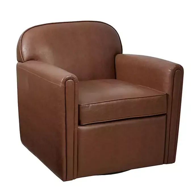 Online Kirklands Home Faux Leather Swivel Club Chair Brown