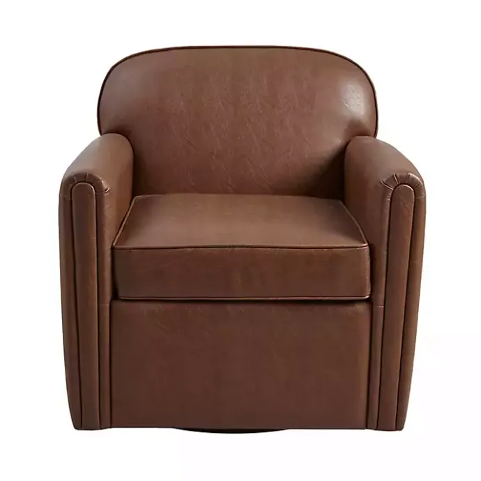 Online Kirklands Home Faux Leather Swivel Club Chair Brown